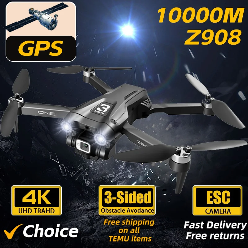 Z908 Pro Drone Professional 4K HD Camera Mini4 Dron Optical Flow Localization Three Sided Obstacle Avoidance Quadcopter Toy Gift