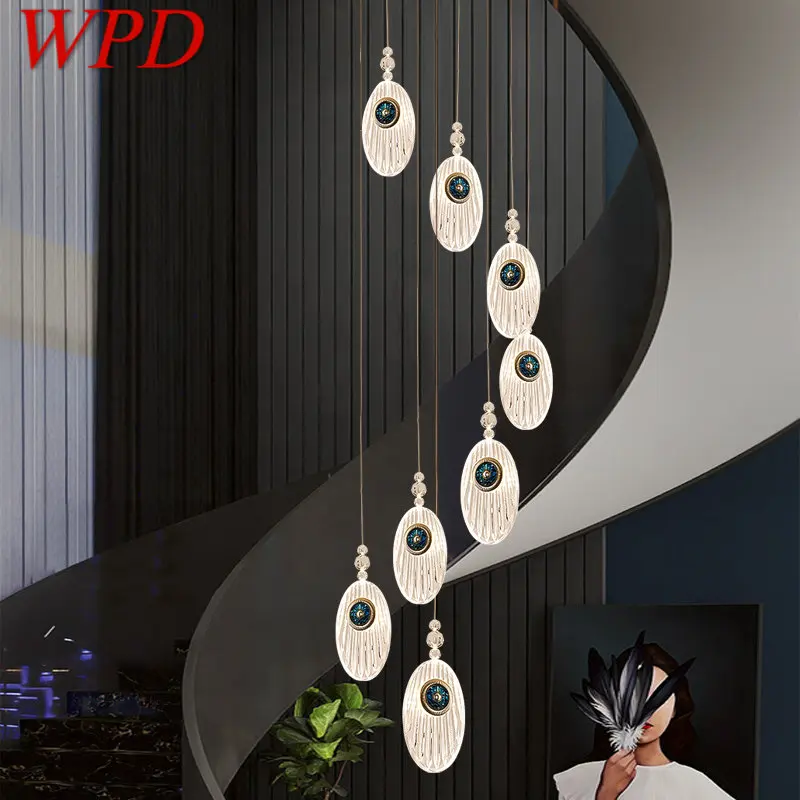 

WPD Nordic Pendant Light Led Creative Feather Shape Chandelier Modern Fixtures Home Living Room Staircase Hallway Lamp