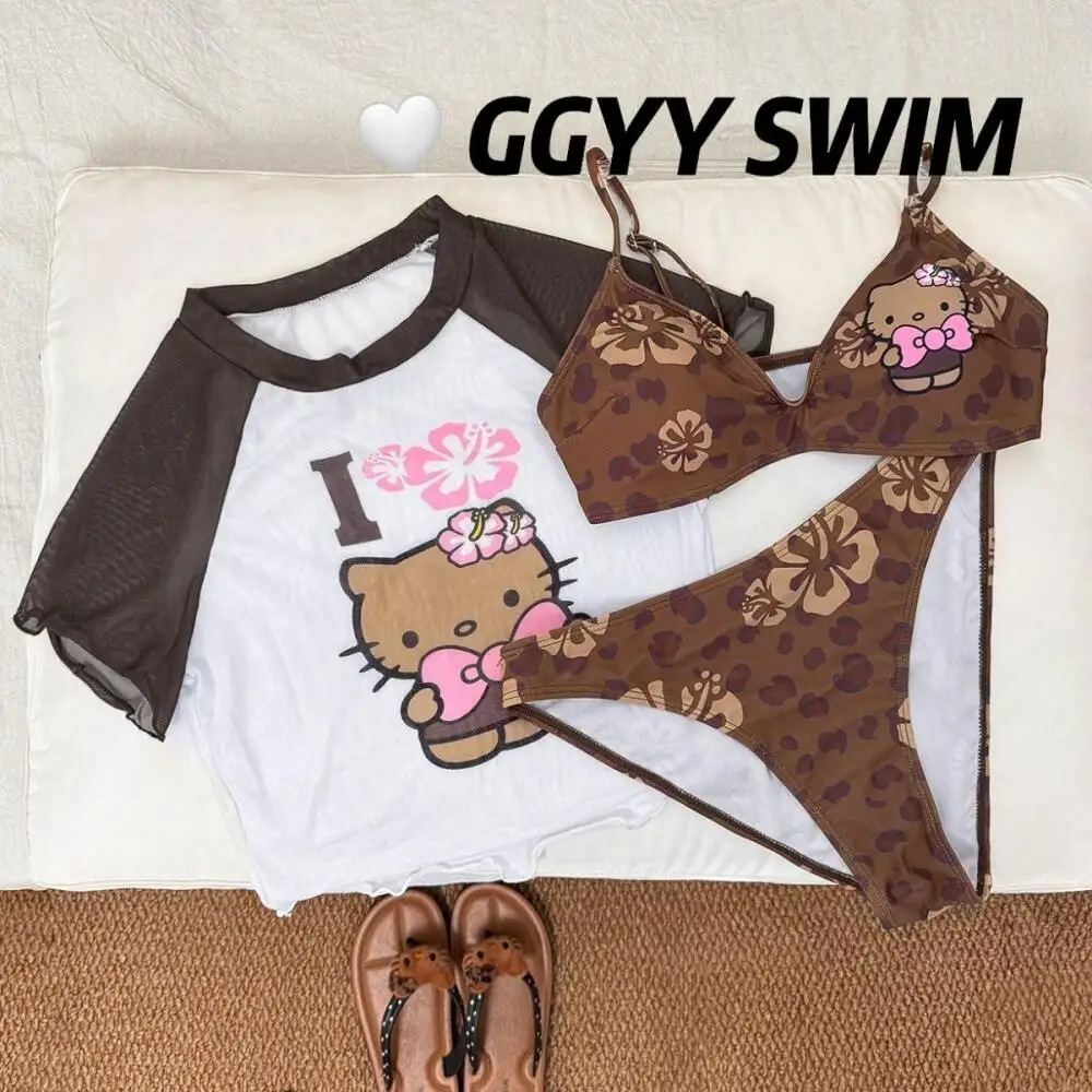 

Y2K Hello Kittys Bikini Set Anime Sanrios Hot Girls Swimsuit Summer Woman Beach Vacation Swimwear Sexy Triangle Bathing Suit