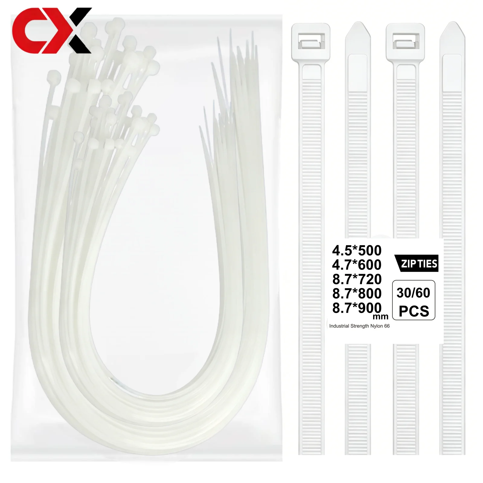 Hochbelastbare, extra lange Nylon-Kabelbinder – selbstsichernd, große Ausführung (50-90 cm), langlebiger Kunststoff-Kabelorganisator, geeignet