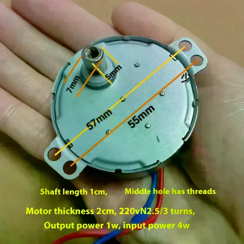 1Pcs 49TYJ 220V 4W Claw Pole Permanent Magnet Flat Port Synchronous Motor For Shaking Head Fan Motor Parts Electric Fan Motor