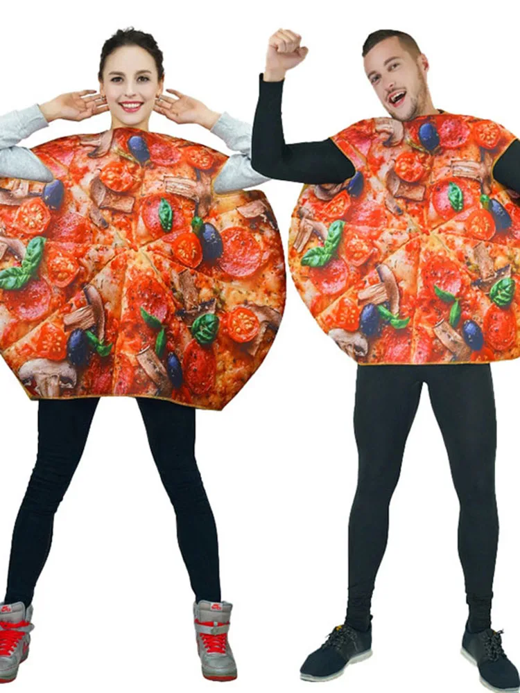 

loween round Fruit Pizza Costume Par Funny Slice Pizza Cake Stage Performance orm Polyester Material Traditional Chi...