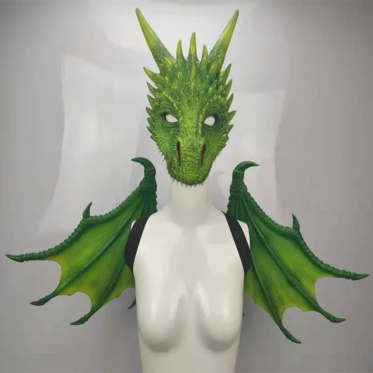 Dragon Mask Wing and Tail Dragon Fancy Dress Costume Outfit Accessory Dragon Wing Halloween Cosplay Masquerade Decorations