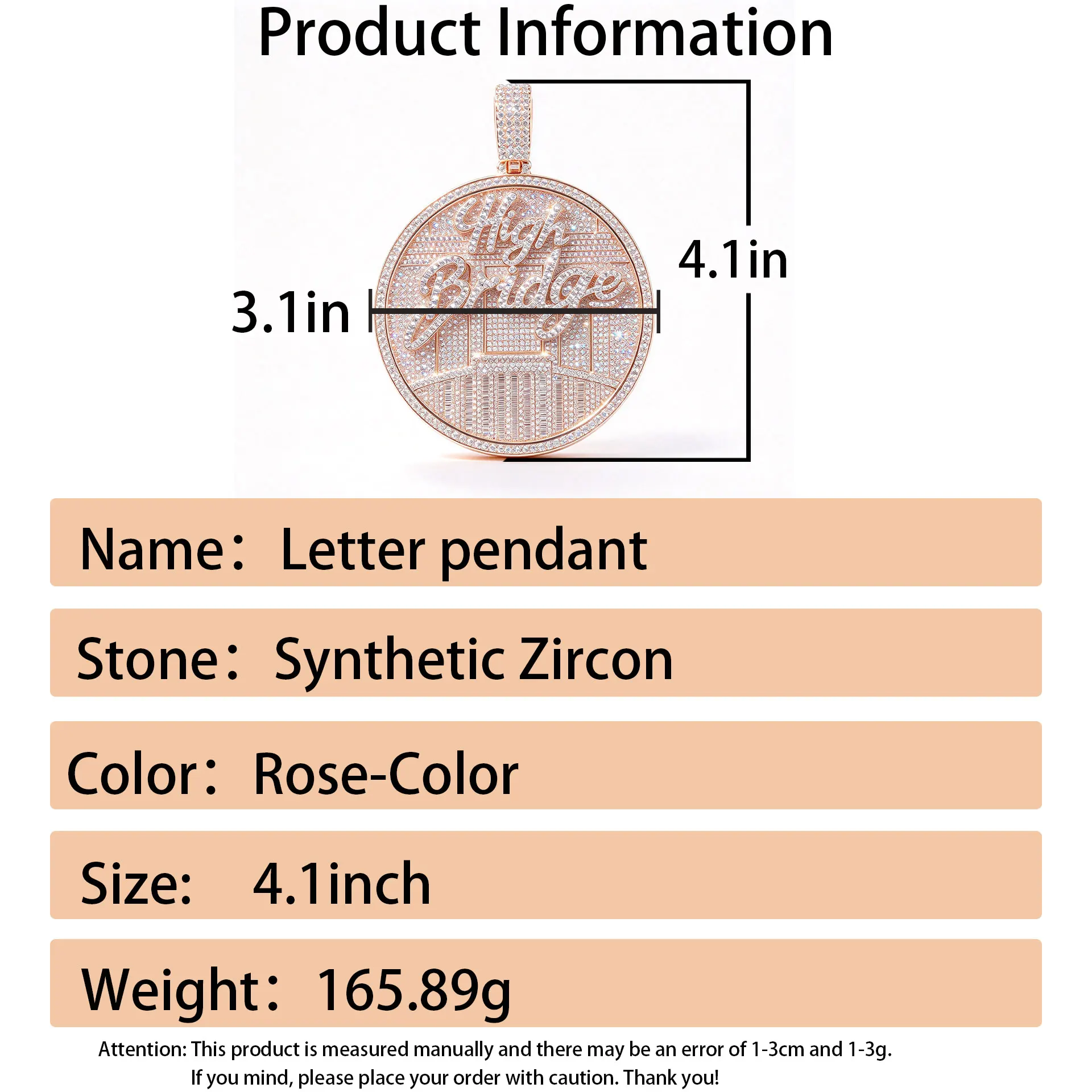 LYEE CYEE Light Luxury Shining Round Cut Letter High Bridge Pendant Necklace for Men and Women Hip Hop Street Style Party Accessories Boutique Jewelry Commemorative Gift for Good Friends Unique Gift