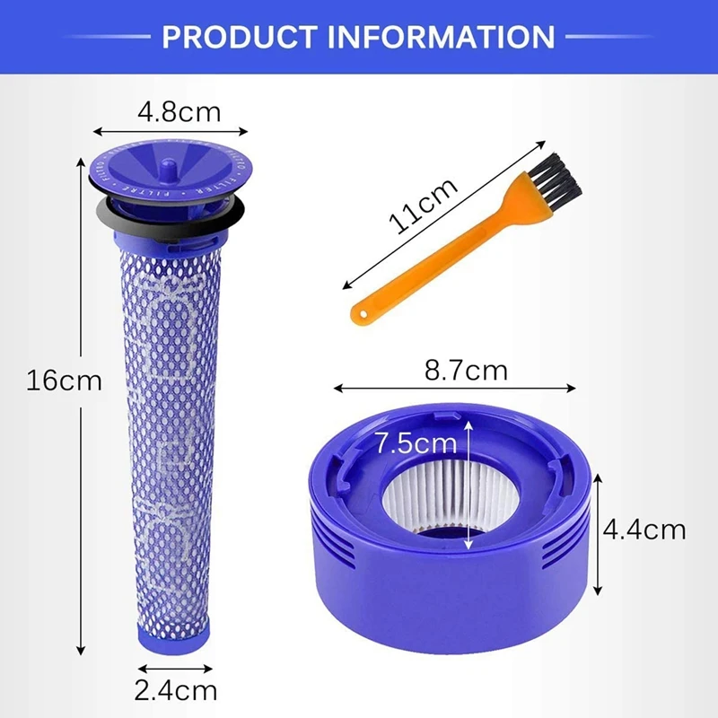 Filter for Dyson DC58 DC59 DC61 DC62 V7 V8, Pre and Post Filter for Dyson Vacuum Cleaner Filter Replacement Parts