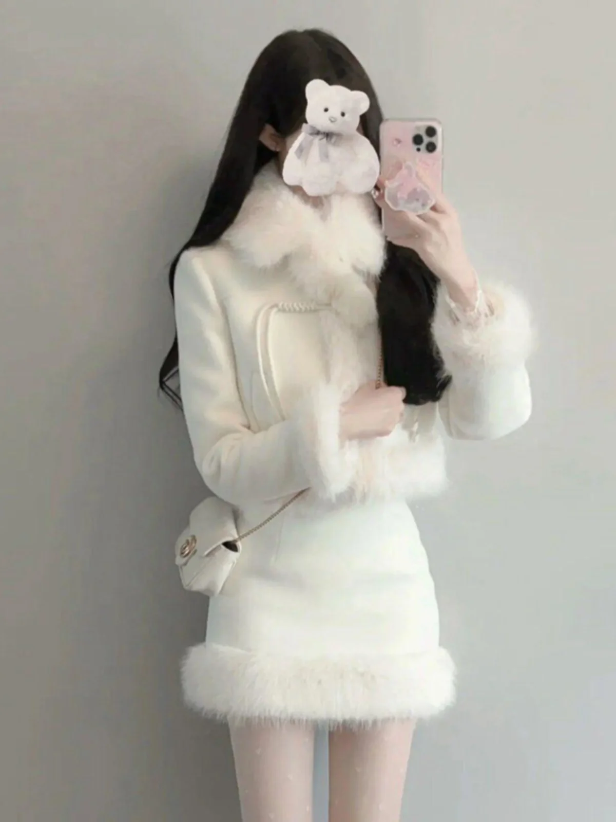 

Stylish Autumn Winter Two-Piece Set for Women Beautiful Korean Drama Inspired Half Skirt And Jacket Outfit Luxury Fashion