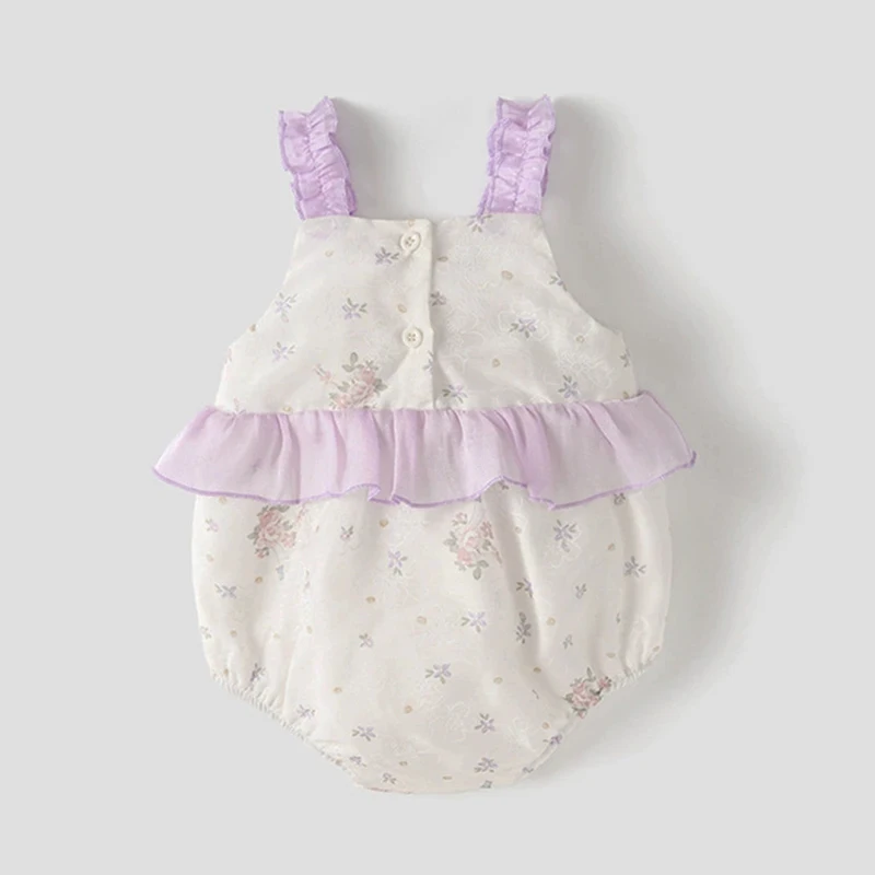 Summer Girls Outfit Sets China Style Cute Flowers Sleeveless Cotton Bodysuits+Hat Baby Boutique Clothing Newborn Items BC467