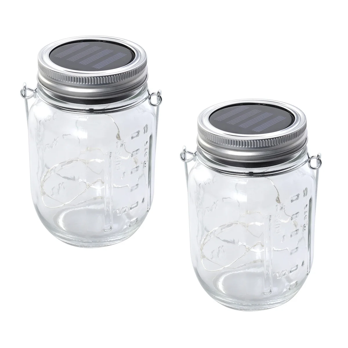 4Pcs Solar Garden Jar Lights Cold White Transparent Glass Solar Jar Hanging Lights Waterproof Outdoor Fairy Decoration