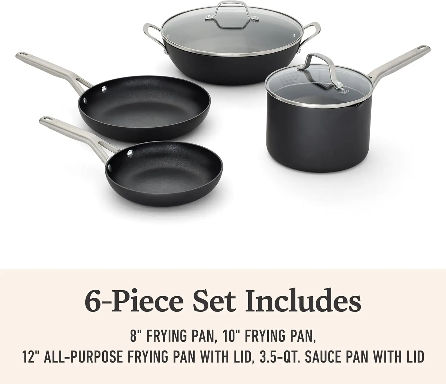 Calphalon® Hard-Anodized Nonstick 6-Piece Cookware Set Pots and Pans Set Kitchen