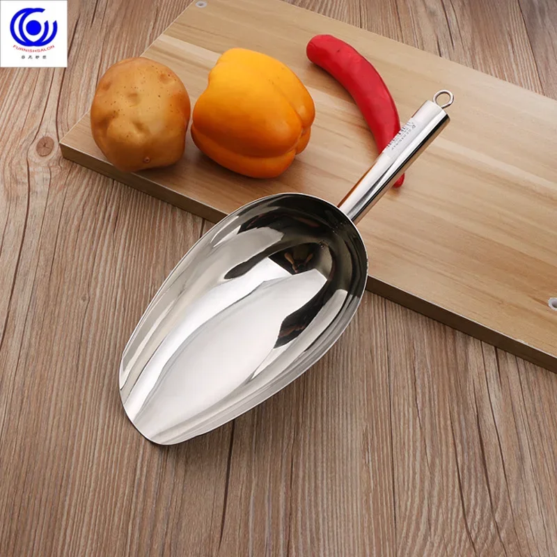 Ice shovel 304 stainless steel scoop material shovel commercial small shovel stir fry flour feed tea rice PC popcorn spoon