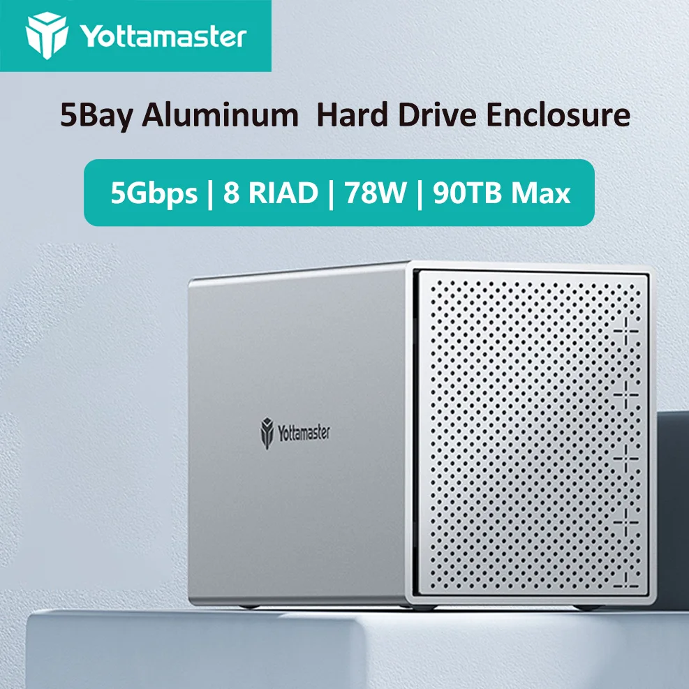 Yottamaster 2/4/5 Bay Hard Drive Enclosure 8 RAID 3.5/2.5