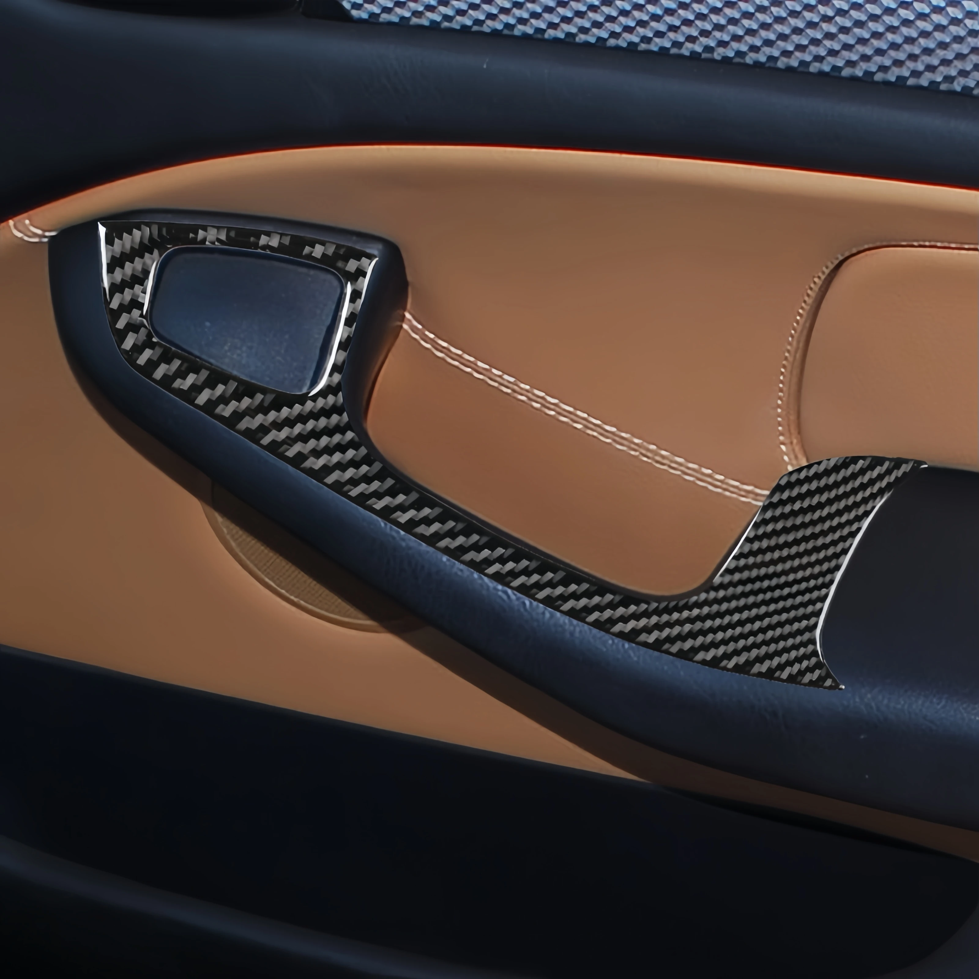 For BMW E46 Accessories 1998-2005 Carbon Fiber Interior Car Door Armrest Trim Cover Decoration Stickers Наклейка На Автомобиль