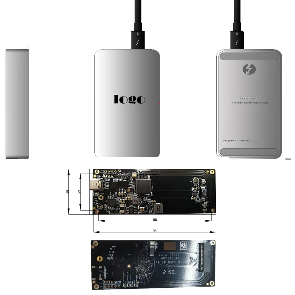 Thunderbolt 3 SSD enclosure PCB A board for thunderbolt3 sold state drive external portable storage candy case