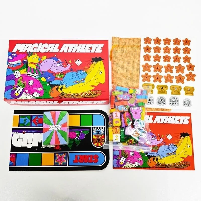 

Magical Athlete Board Game DIY Expansion - Hot Streaker Tokens: 4 Wooden Tokens + 4 Cards - Base Game Required
