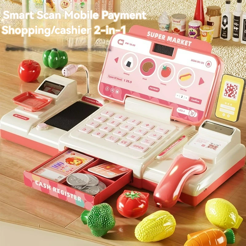 

Kids Shopping Cash Register Toys Mini Supermarket Set Simulation Food Calculation Checkout Counter Pretend Play Toy For Children