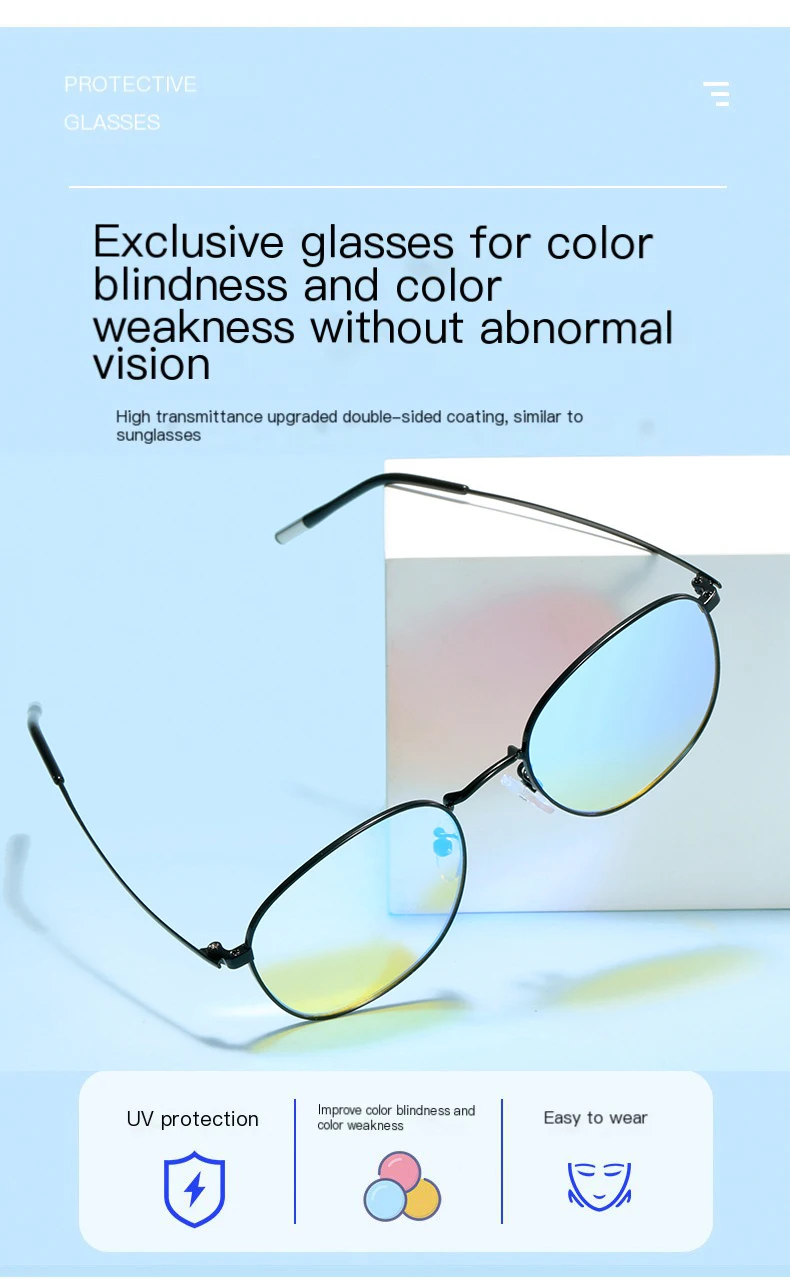 VCKA Doppelseitige Beschichtung Transparente farbblinde farbschwache Brillengläser Rot und Grün Spezialkorrektur-Fahrbrille – Detail 2