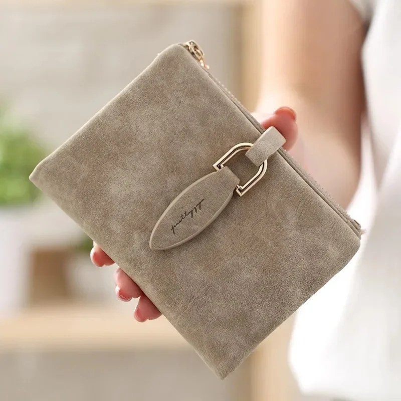 

Fashion Women Short Purses 2024 Vintage PU Leather Lady Snap Fastener Short Clutch Wallet Small Matte Women Wallet Female Purse