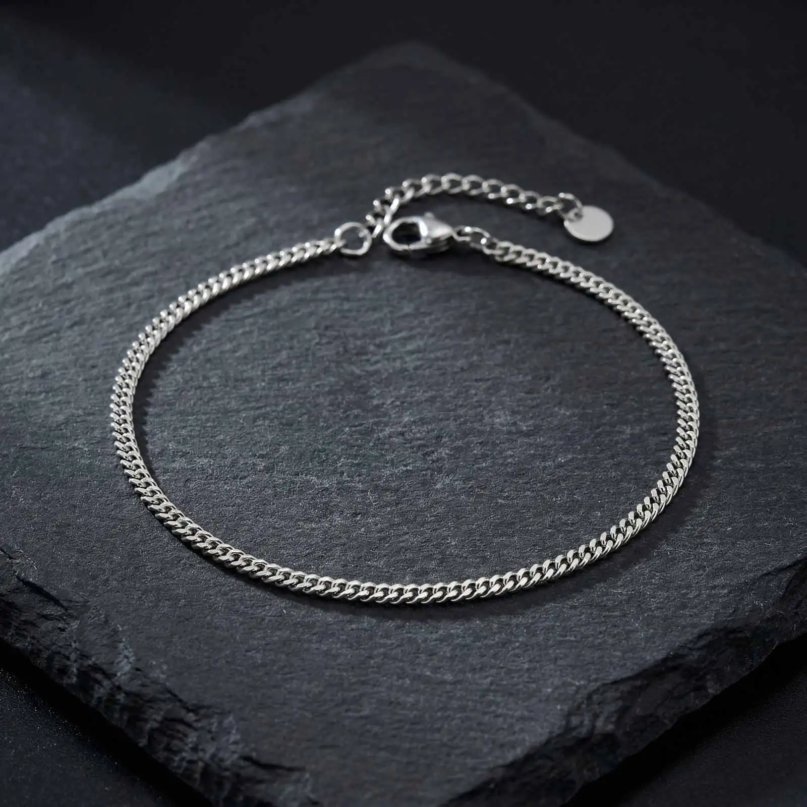 Wasserdichtes Edelstahl-Fußkettchen für Männer, lässige silber- und goldfarbene Fußkettchen, Armband, Figarokette, kubanische Kette, Fußkettchen. – Detail 7