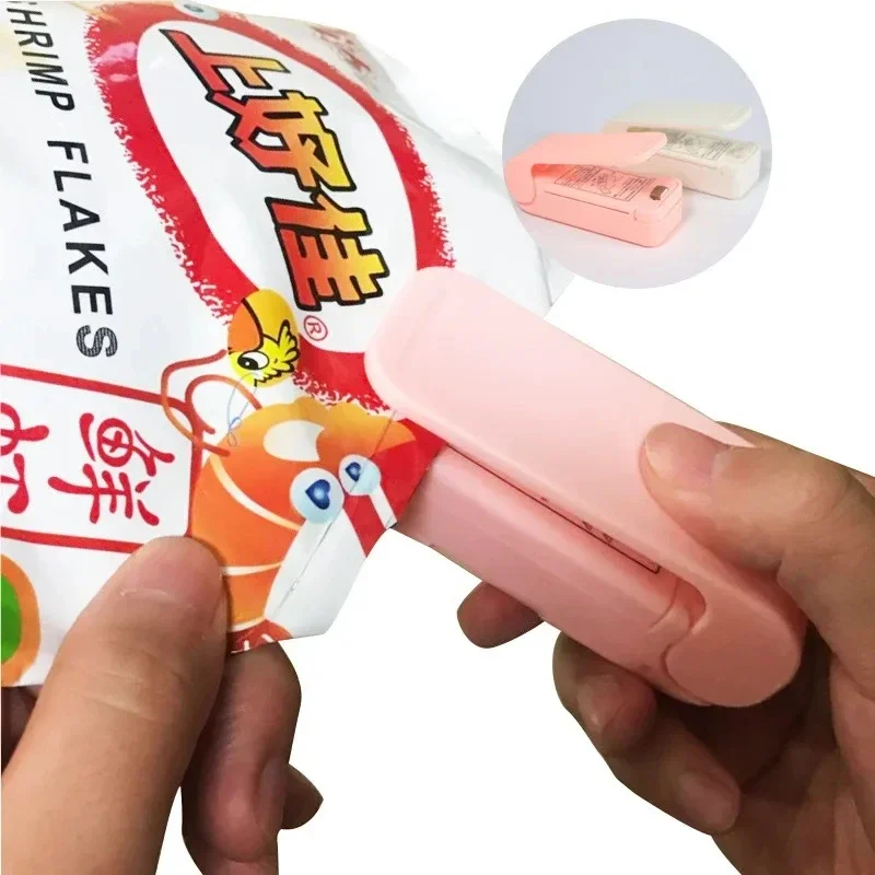 Mini máquina selladora de bolsas de plástico, máquina de sellado de Clip de almacenamiento, sellador portátil, sellado de embalaje para aperitivos