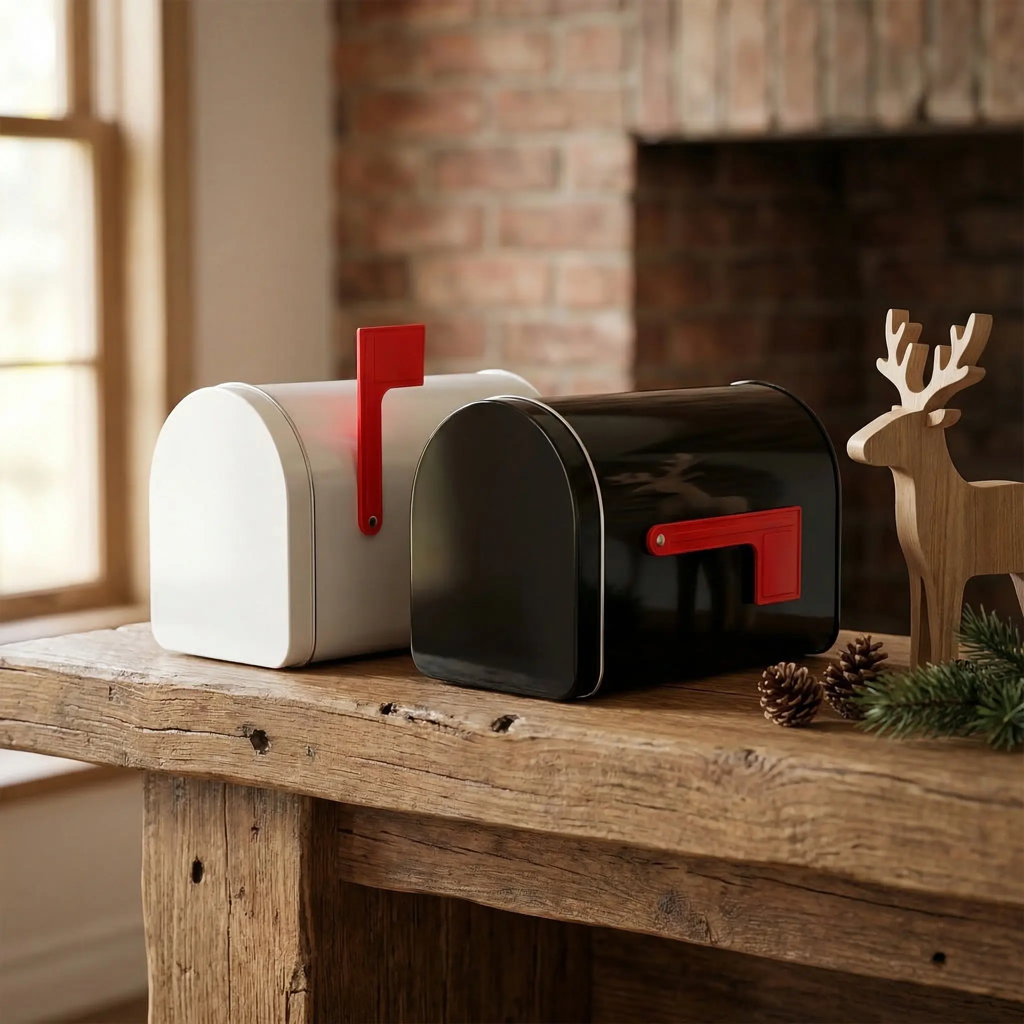 2pcs Tinplate Mailbox Candy Box Rustic Metal Storage Container For Holiday Decor Desktop Organizer Wedding Favor Keepsake