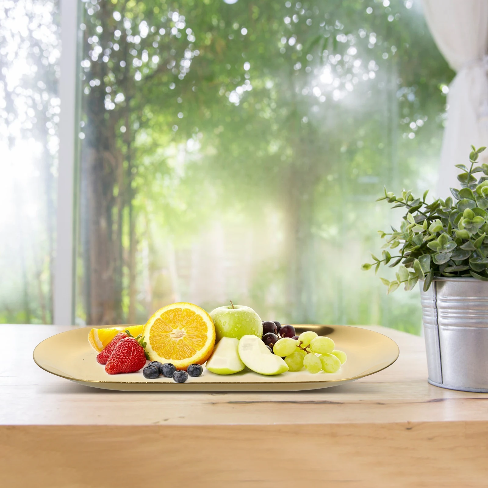 

2Pcs Jewelry Storage Trays Stainless Steel Oval Plates Golden Finish Multi-Functional Baking Pans Sushi Dishes Cake Plates