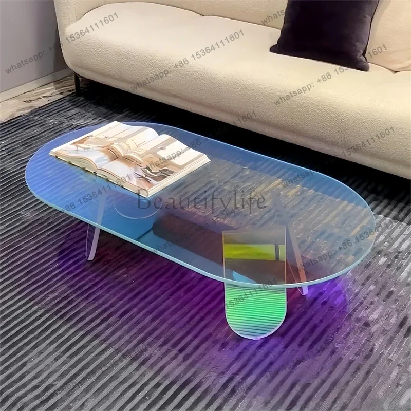 

Designer Glass Coffee Table Living Room Design Sense Tea Table Creative and Slightly Luxury Simple High Sense Side Table