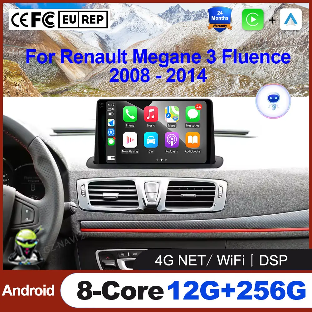 

Android Auto Car Radio Multimedia video Player For Renault Megane 3 Fluence 2008 - 2014 GPS Navigation 4G LTE Wifi Tools Fan
