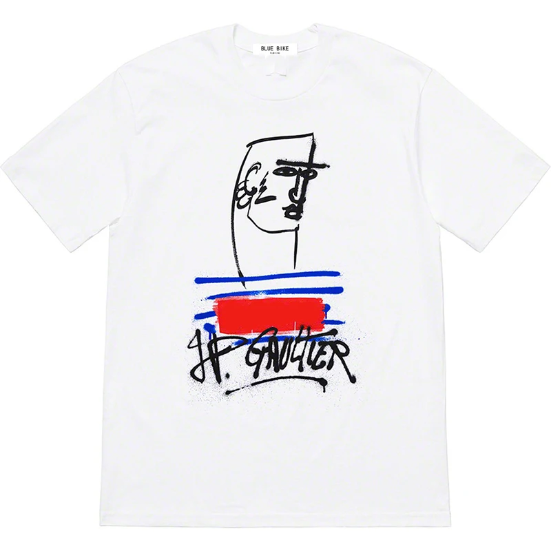 Jean Paul Gaultier Tee White Co-branded Graffiti Short Sleeve T-shirt Summer Fashion High Quality Cotton Short Sleeve