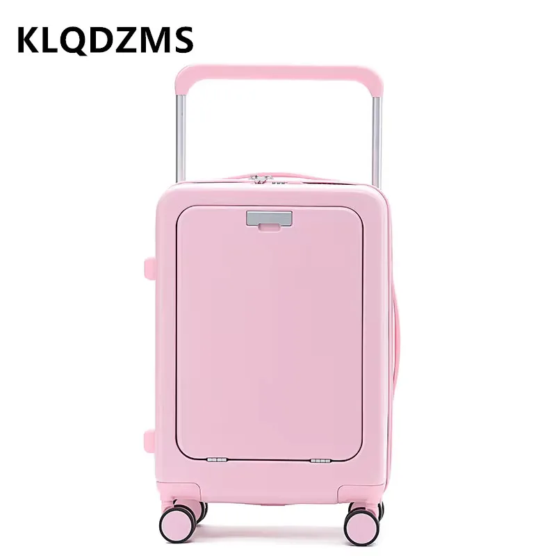 KLQDZMS USB Charging Suitcase ABS + PC Boarding Case Multifunctional 20 Inch Trolley Case Cart Travel Bag with Wheels Luggage