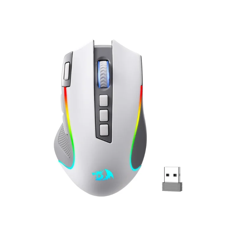 Redragon M612 PRO RGB BT 2.4G Gaming Gamer Mouse, 8000 DPI Wireless Optical 9 Programmable Buttons 7 Backlit Modes, B