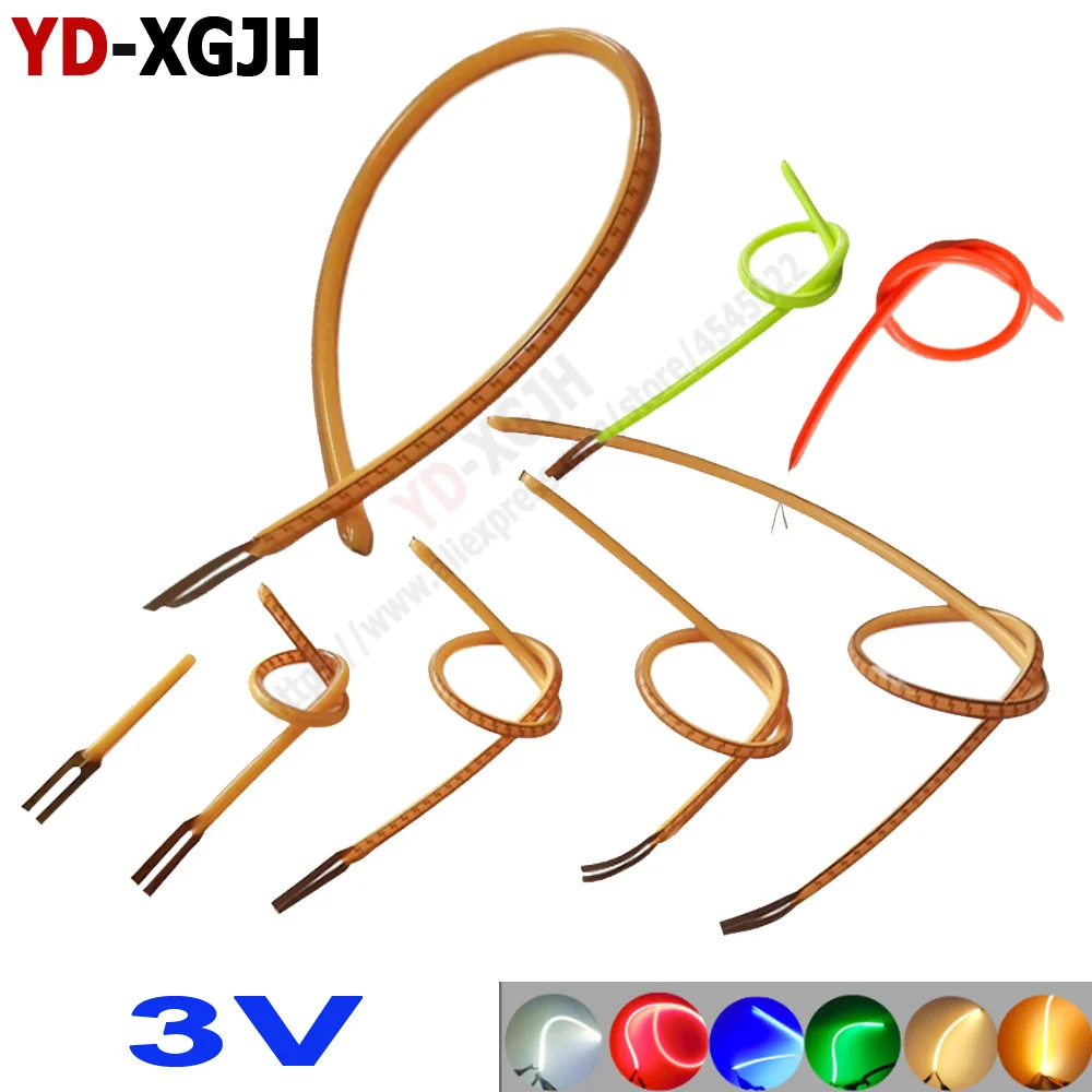 3V Low Voltage LED Flexible Filament with Positive Negative Electrode at Same End 360 Degree Luminous Ultra-Narrow for DIY Model