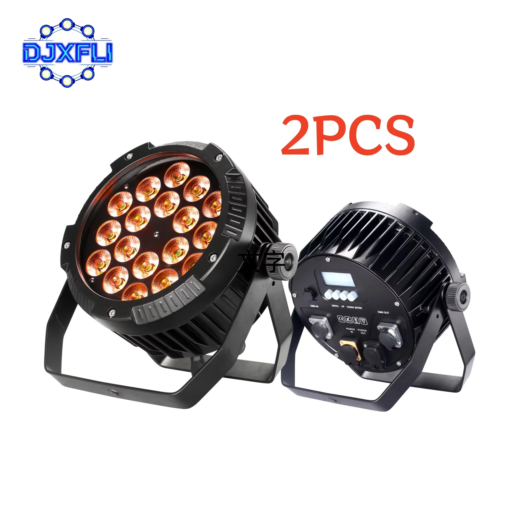 

2 шт. IP65 18x18W LED PAR-прожектор RGBWA+UV 6-в-1 с управлением DMX512, алюминиевый корпус, для сцены, дискотек, DJ-клубов, вечеринок, развлечений