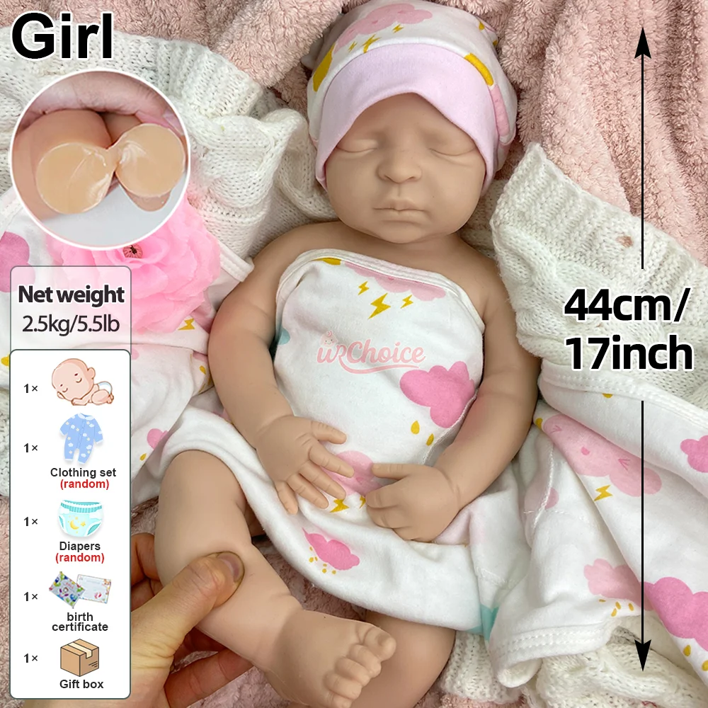 Muñeca realista de 17 pulgadas de España, muñeca Reborn de silicona para niña con piel pintada en 3D, muñeca realista para recién nacido, colección de juguetes para regalo