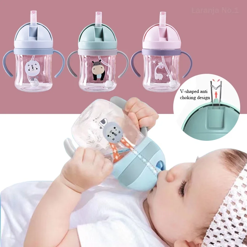 250 ml cartoon design double handle baby sippy cup, bottle, water bottle, kindergarten leak-proof cup, photography accessories