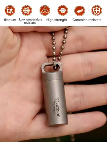 Tiartisan Titanium Mini EDC Tools Portable Sealed Medicine Bottle Home Outdoor Pill Box Waterproof Titanium Pill container