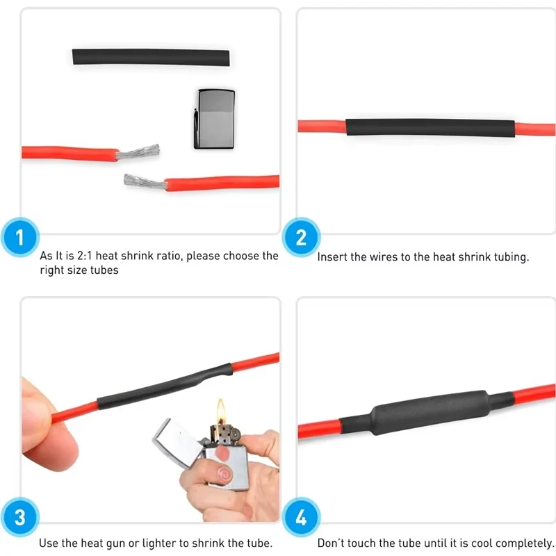 127 قطعة مجموعة أنابيب الانكماش الحراري 2:1 أنبوب أسود مقاوم للحرارة سلك توصيل كهربائي كابل التغطيه العازل #4
