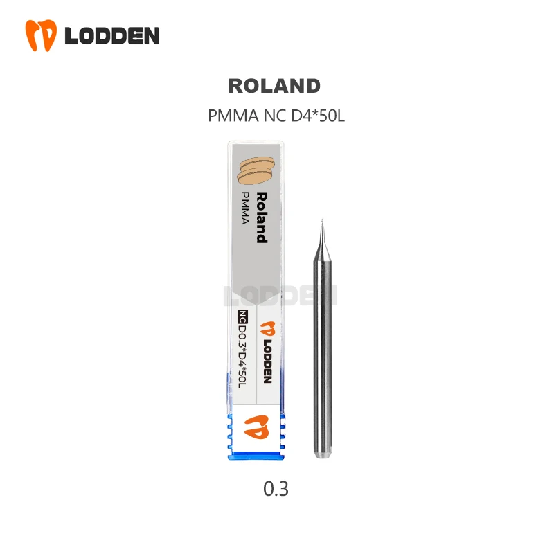 Roland frese per fresatura dentale rettifica PMMA D4 gambo rivestimento NC 50MM lunghezza 0.3/0.6/1.0/1.5/2.0MM strumento per molatura dentale