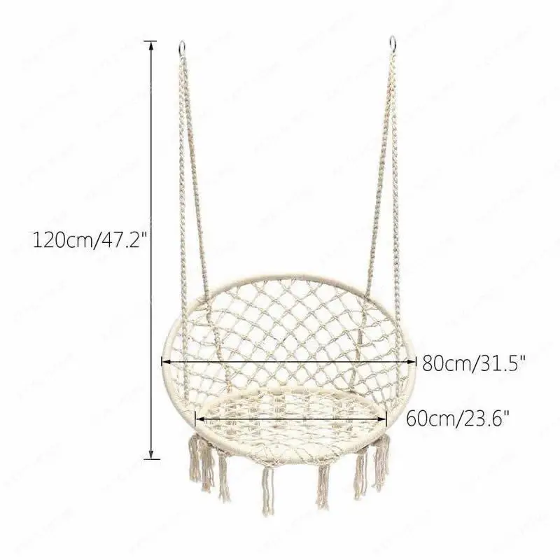 Round Swing Hammock Cadeira para Criança e Adulto, Exterior e Interior, Dormitório, Quarto Quintal, Única Cadeira de Segurança