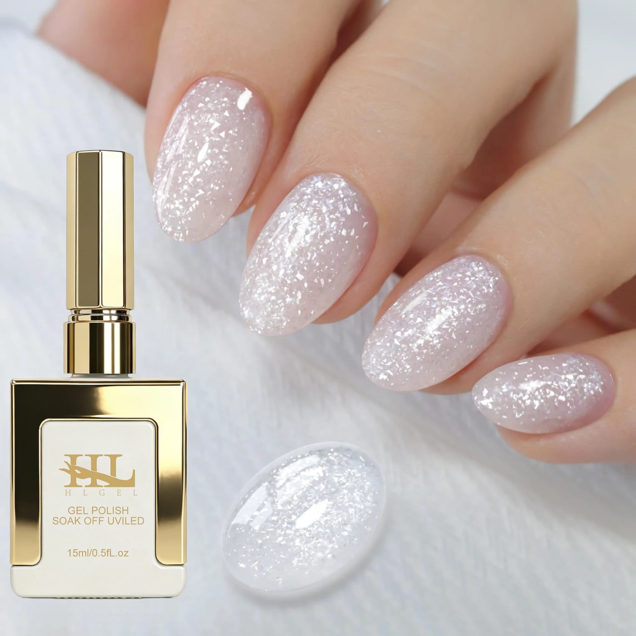Image of 15ML Milchig-Weißer Gel-Nagellack, Reiner Transparenter Glitzer-Gel-Lack in Gleicher Farbe und Flasche, Nagelkunst für Salon und DIY zu Hause für Frauen
