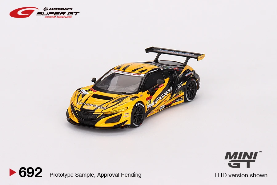 MINIGT 1/64 Honda NSX GT3 EVO22 #18 UPGARAGE NSX GT3 MGT00692-L Cars Alloy Diecast Metal Model Kids Xmas Gift Toys for Boys