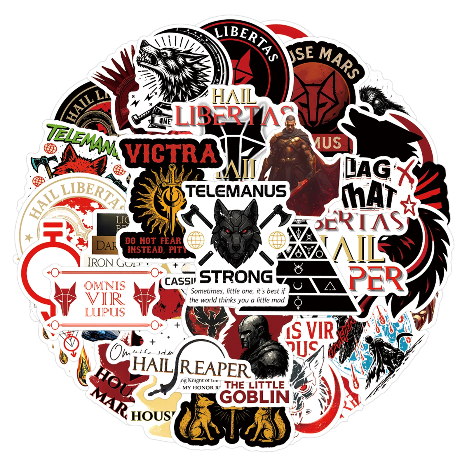 52Pcs Red Rising Stickers Science Fiction/Dystopian Series Novels Aesthetics Book Sticker Pack Waterproof Vinyl Decals