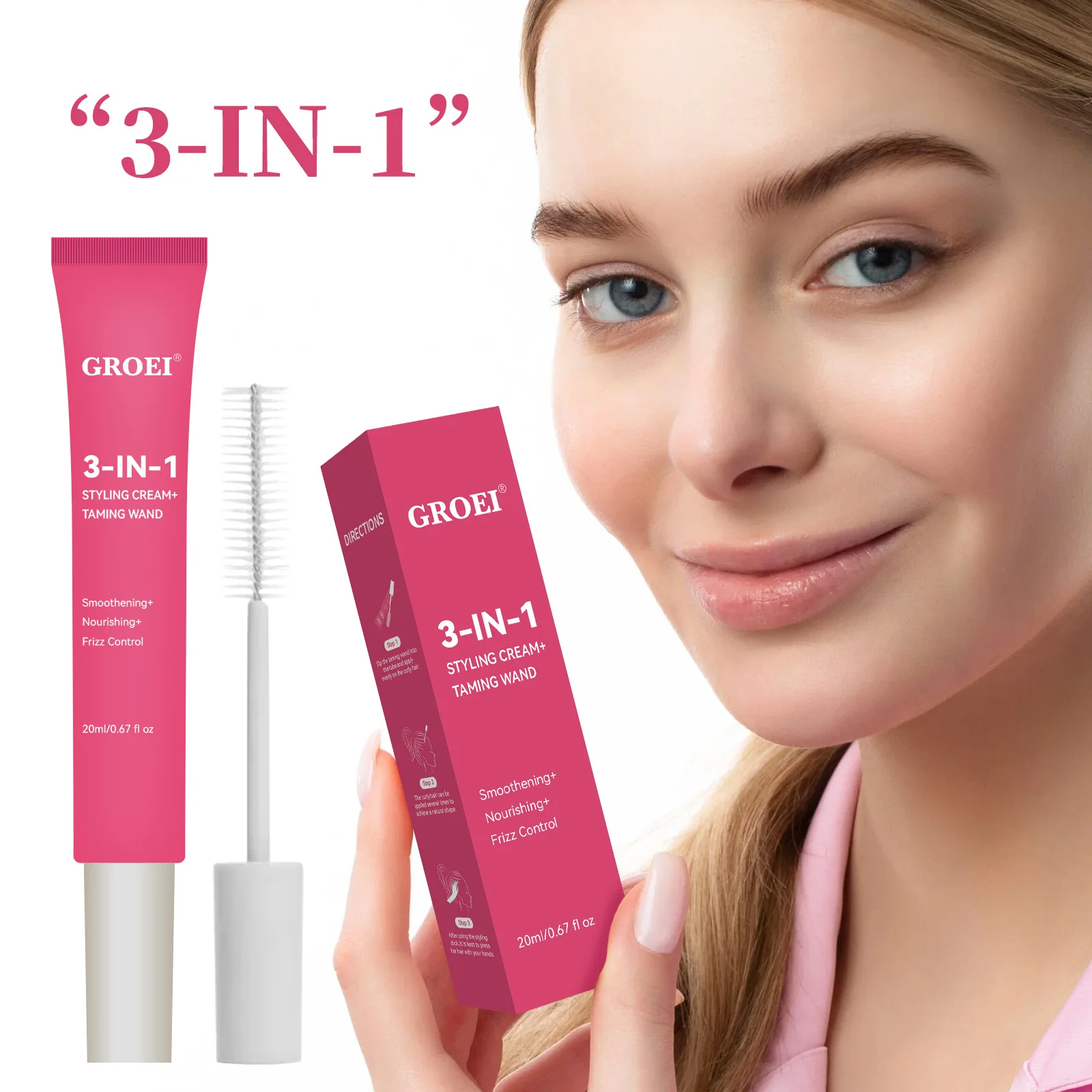 

3in1 Hair Cream Styling Moisturizing Frizz Control Smoothing Leave-in Conditioner Natural Shine Curl Definition Heat Protectant