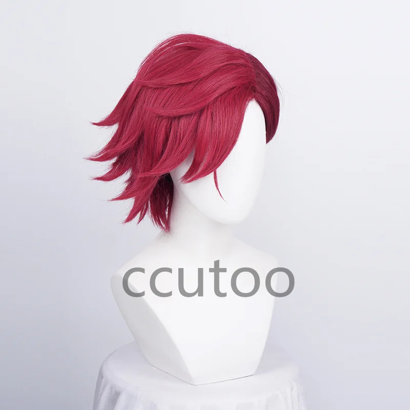 Game The Piltover Enforcer LOL Arcane Vi Cosplay Wig VI 30cm Deep Rose Short Heat Resistant Synthetic Hair