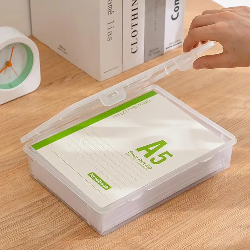 Plastic Storage Box For Office Large Capacity Transparent Paper Storage Case Desktop Storage Organization Document Box