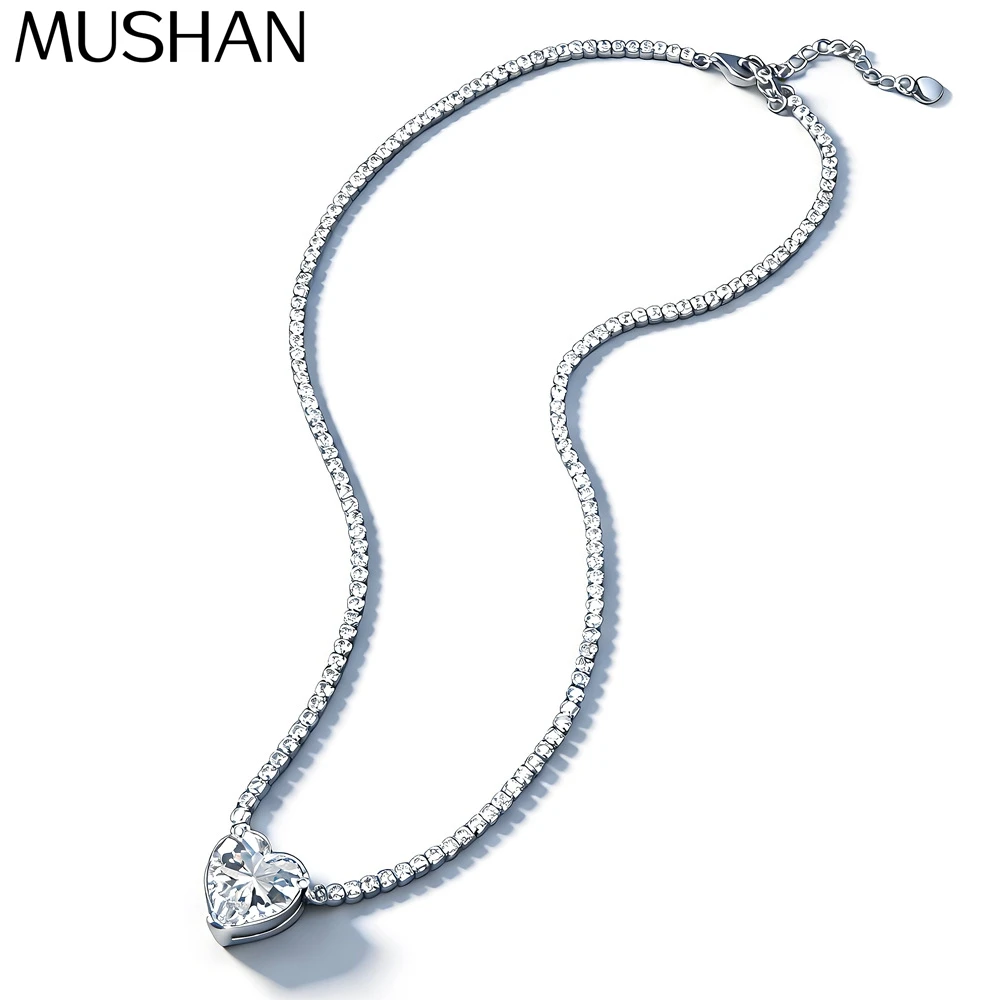 

MuShan Designer Jewelry 925 Sterling Silver Necklace Emerald Moissanite for Mom Platinum Plated MST Patent Festive Necklace