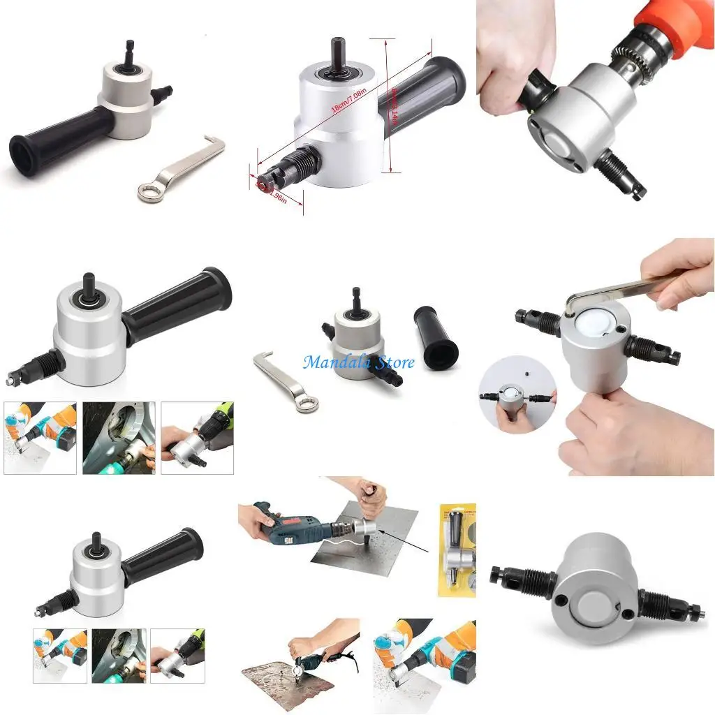 

U2JC Double Head Iron Nibbler Cutting Tool Electric Drill Attachment Modification