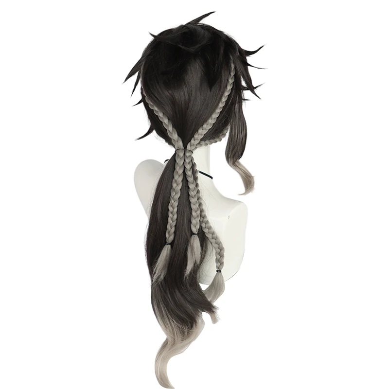 Genshin Impact Sethos Peluca de Cosplay, trenza larga de 80cm, pelo de fibra resistente al calor para fiesta de Halloween + red de peluca gratis