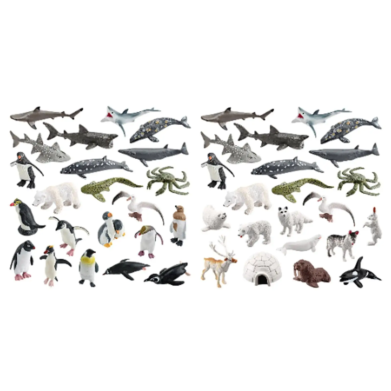 22x Sea Animals Figures Polar Animal Figurines for Teaching Aid Yard Scene