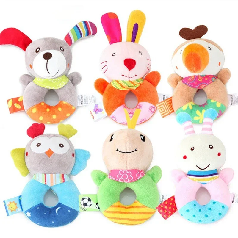 Baby Plush Rattle Cartoon Animals Crib Mobile Bed Bell Toys 0-12 Months Infant Toddler Early Educational Toy for Newborn  Gifts