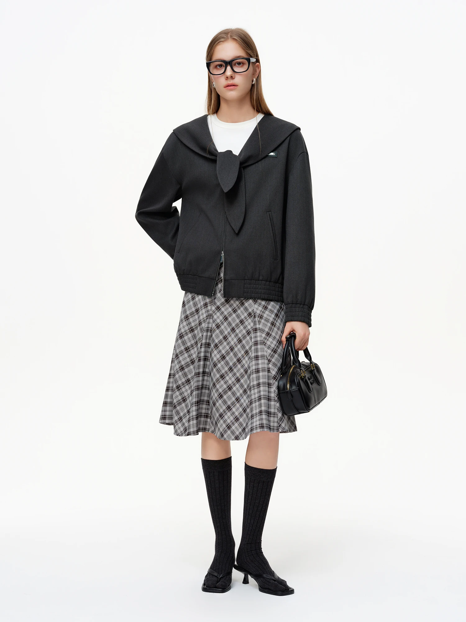 DUSHU レディース マリンカラー ドロップショルダー ジャケット 2026 春 オーバーサイズ スリム アウター ジップアップ コート 若見え 日本風